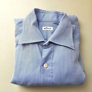 The KITON Italy Blue Cotton Button Down Casual Dress Shirt in size 15 39?